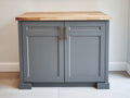 Buffet - Bois - 118x50x92 cm - Gris mat-Bois naturel - Style contemporain