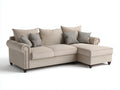 Canapé d'angle - Tissu - 264x169x87 cm - Beige - Style classique