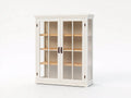 Vitrine - Bois-Verre - 118x43x176 cm - Blanc cassé-Bois naturel - Style campagne