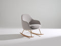 Fauteuil à bascule - tissu bouclé-métal-bois - 78x72x82 cm - gris clair-bois clair-or - scandinave
