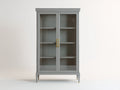 Vitrine - Bois-Verre-Métal - 92x41x178 cm - Gris clair-Transparent-Doré - Moderne