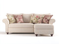 Canapé d'angle - Tissu - 253x162x86 cm - Beige - Style classique