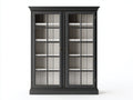 Vitrine - Bois-Verre - 154x48x214 cm - Gris foncé-Transparent - Style classique