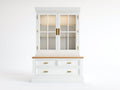 Vitrine - Bois-Verre - 132x48x205 cm - Blanc-Bois naturel - Style classique