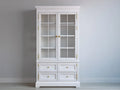 Vitrine - Bois-Verre - 126x48x216 cm - Blanc-Transparent - Style classique