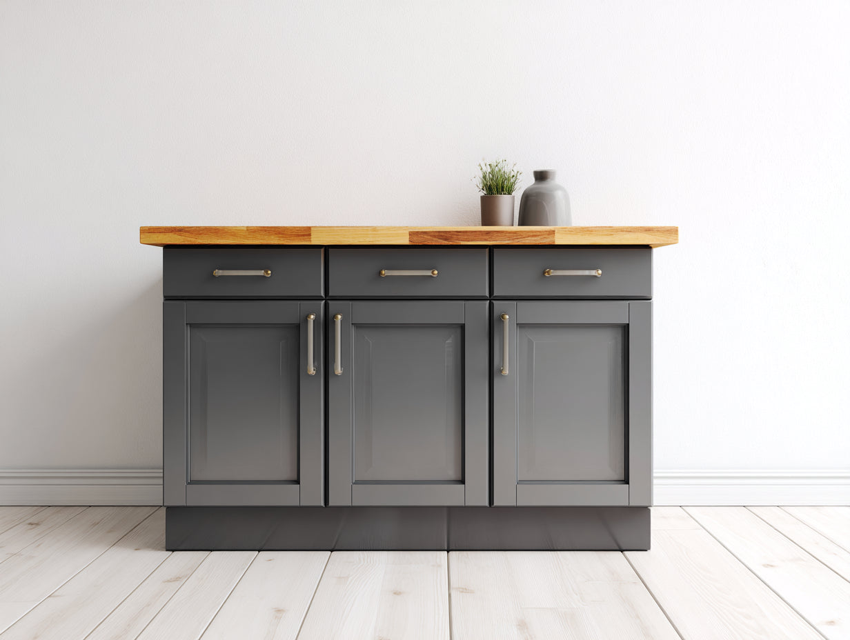 Buffet-MDF-118 x 42 x 86 cm-Gris anthracite-Bois naturel-Style moderne