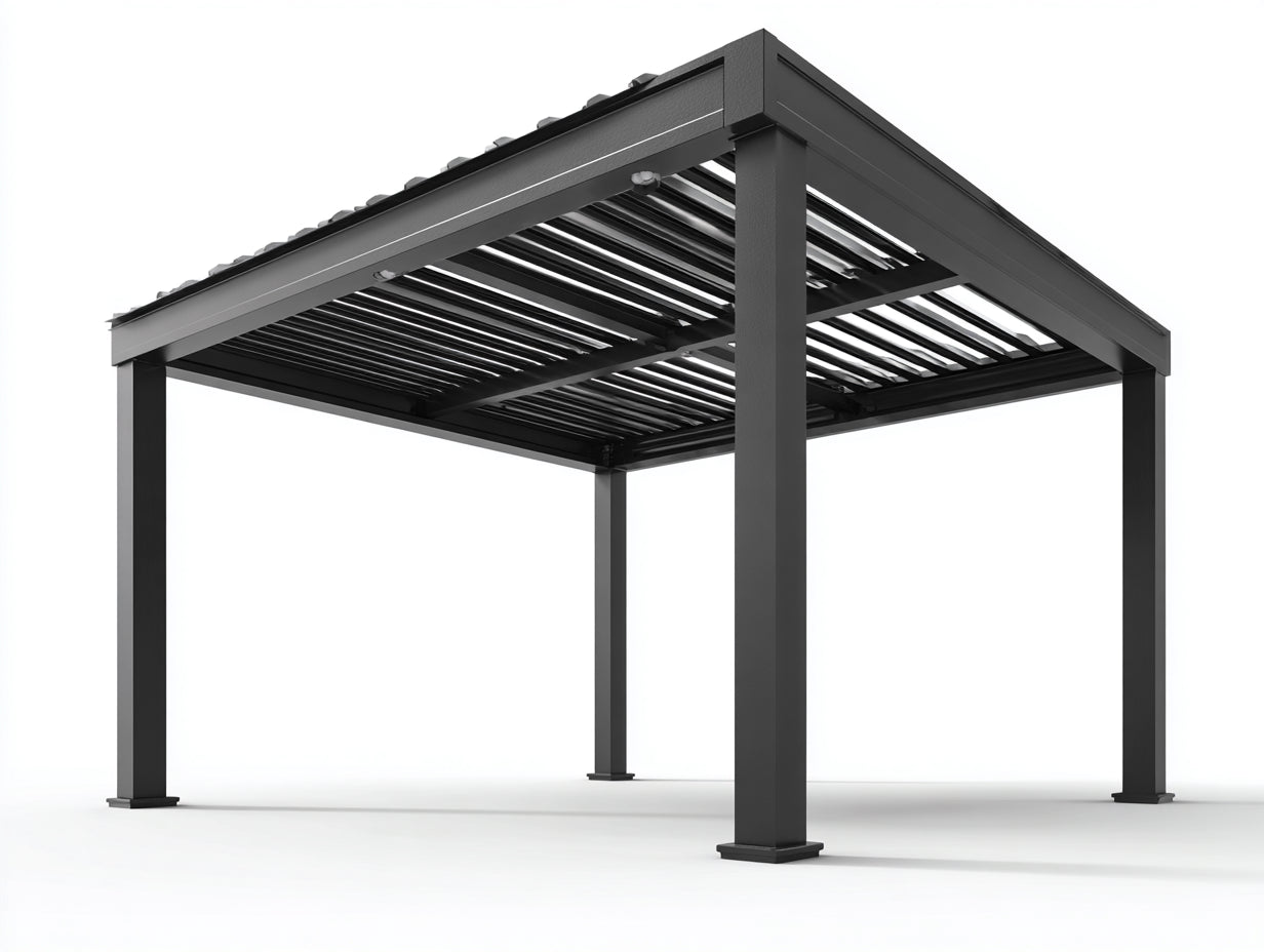 Tonnelle de jardin - aluminium - 400 x 300 x 255 cm - noir fumé - design moderne