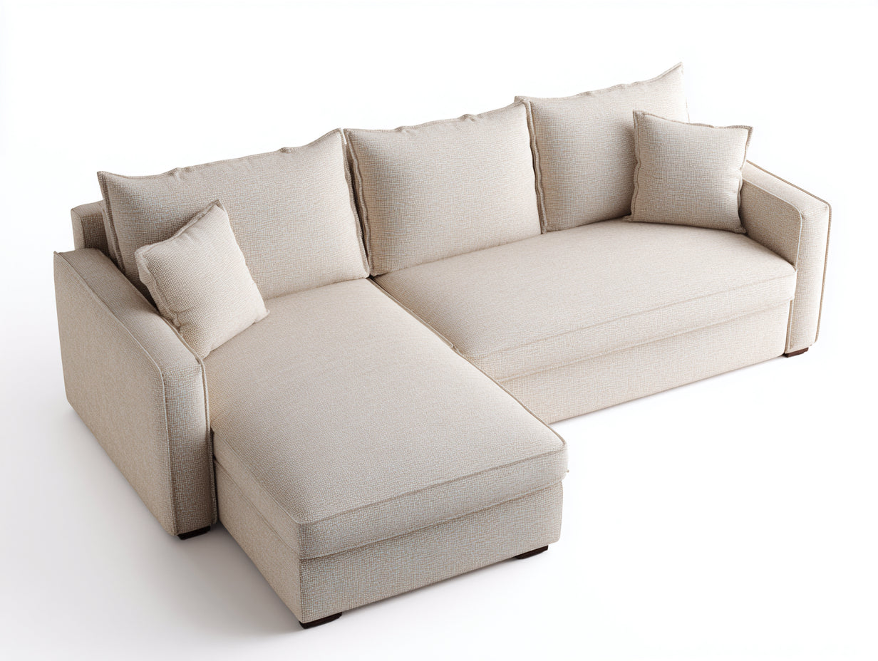 Canapé d'angle - Tissu - 284x181x88 cm - Beige - Style contemporain