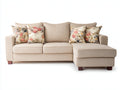 Canapé d'angle - Tissu - 257x165x87 cm - Beige - Style classique