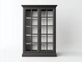 Vitrine - Bois-Verre - 118x45x198 cm - Gris foncé-Transparent - Style classique