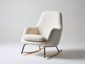 Fauteuil à bascule - tissu bouclé-métal-bois - 80x74x88 cm - écru-bois clair-noir - scandinave