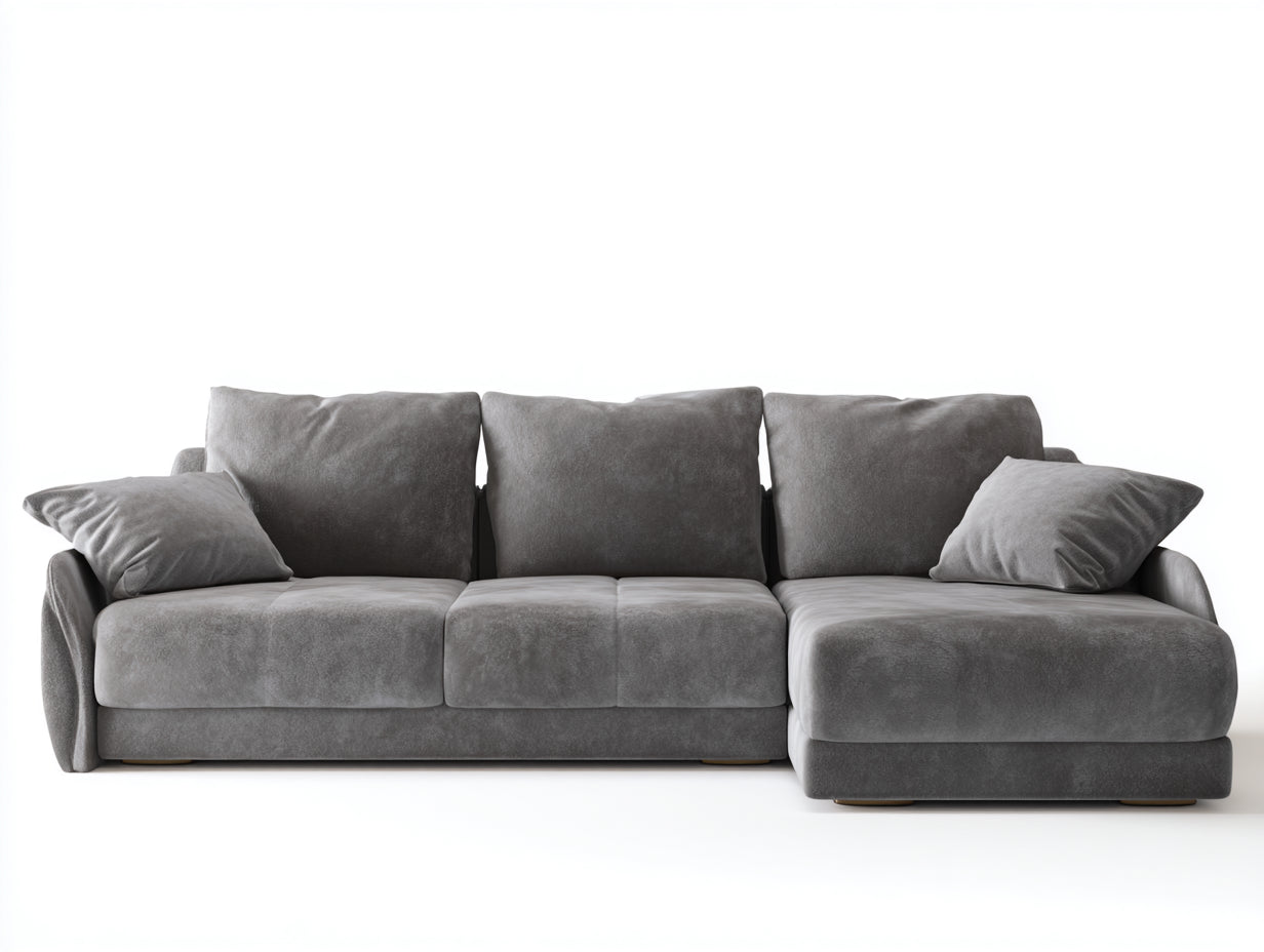 Canapé d'angle - Tissu - 292x176x86 cm - Gris - Contemporain