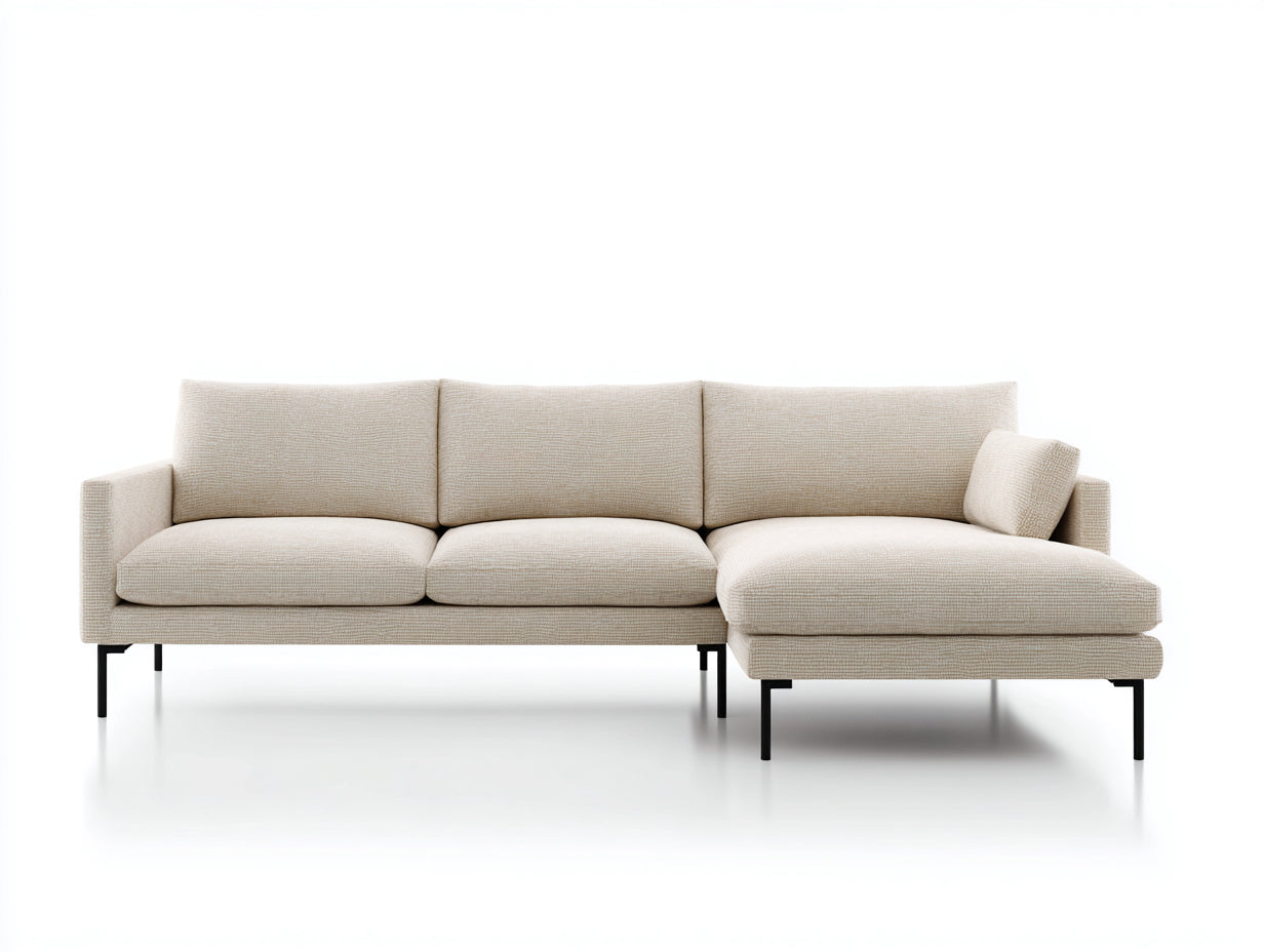 Canapé d'angle - Tissu - 281x173x83 cm - Beige - Style contemporain