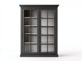 Vitrine - Bois-Verre - 126x46x208 cm - Gris foncé-Transparent - Style classique