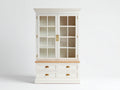 Vitrine - Bois-Verre - 128x47x209 cm - Blanc-Bois naturel - Style classique