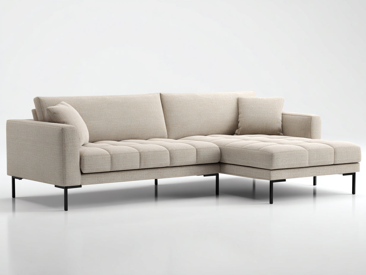 Canapé d'angle - Tissu - 274x169x82 cm - Beige - Style contemporain