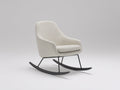 Fauteuil à bascule - tissu bouclé-métal-bois - 77x71x81 cm - crème-noir - scandinave