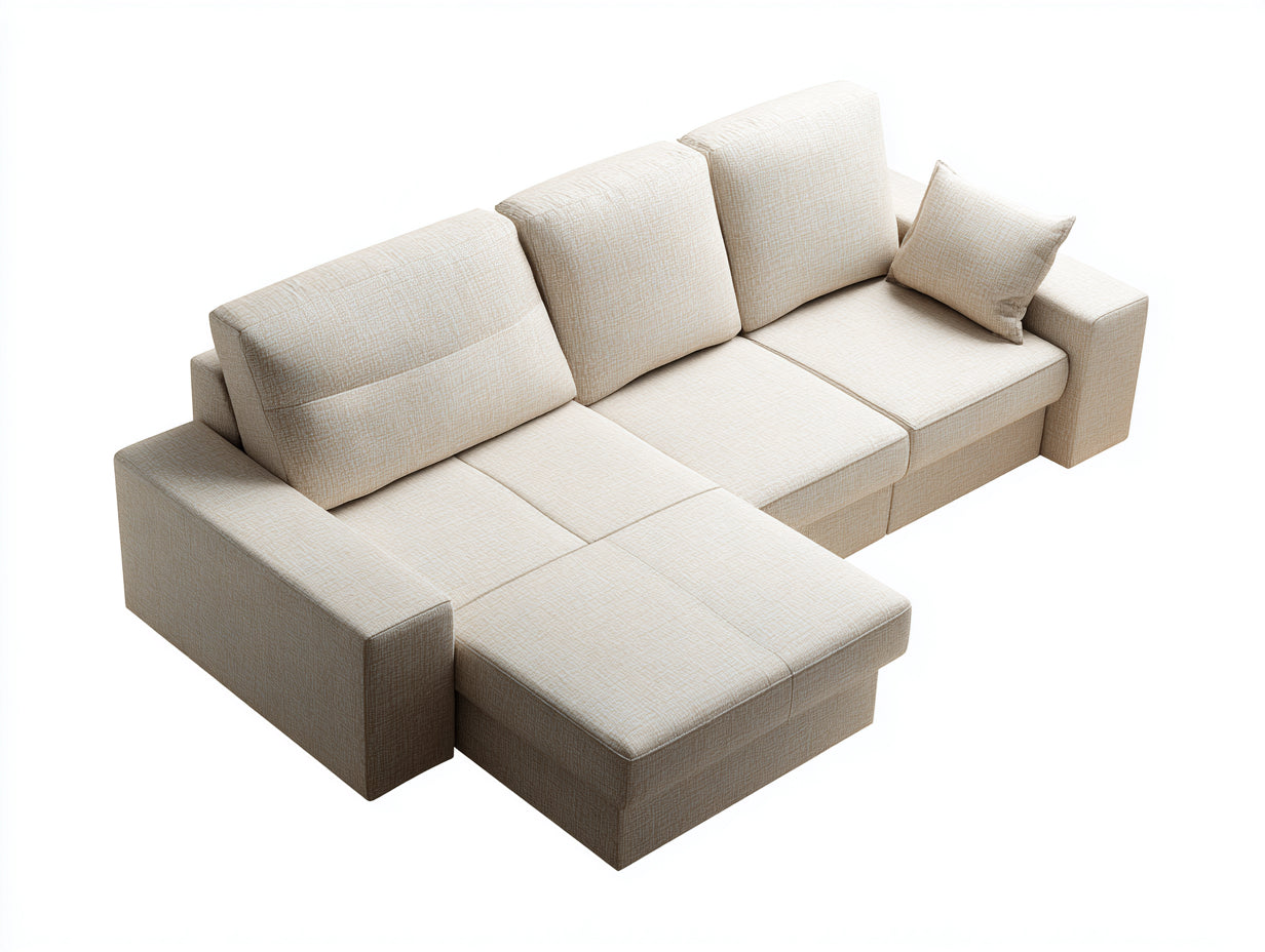 Canapé d'angle - Tissu - 272x178x87 cm - Beige - Style moderne