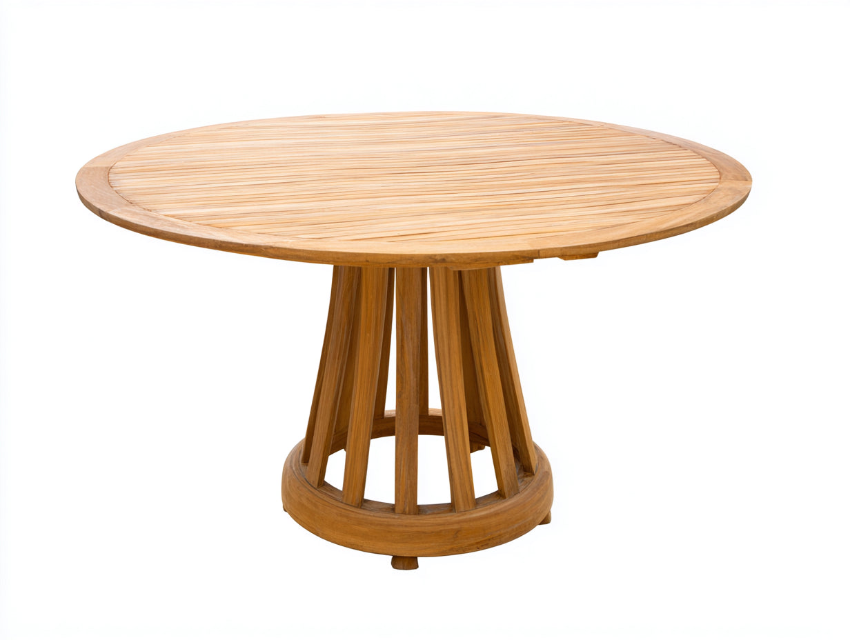 Table de jardin - teck - 125 x 125 x 75 cm - naturel - base ajourée