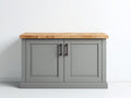Buffet - Bois - 120x48x90 cm - Gris clair-Bois naturel - Style contemporain