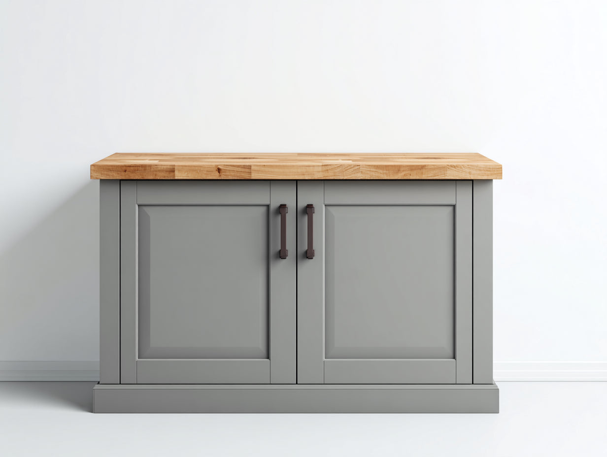 Buffet - Bois - 120x48x90 cm - Gris clair-Bois naturel - Style contemporain