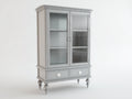 Vitrine - Bois-Verre - 102x44x186 cm - Gris clair-Transparent - Style classique