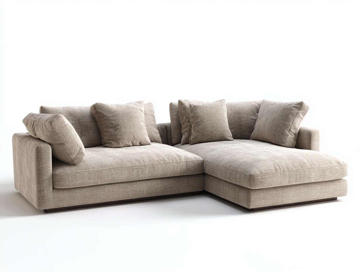 Canapé d'angle - Tissu - 276x182x84 cm - Beige - Style contemporain