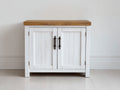 Buffet - Bois - 88x42x82 cm - Blanc-Bois naturel - Style campagne contemporaine