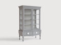 Vitrine - Bois-Verre - 98x43x188 cm - Gris clair-Transparent - Style classique