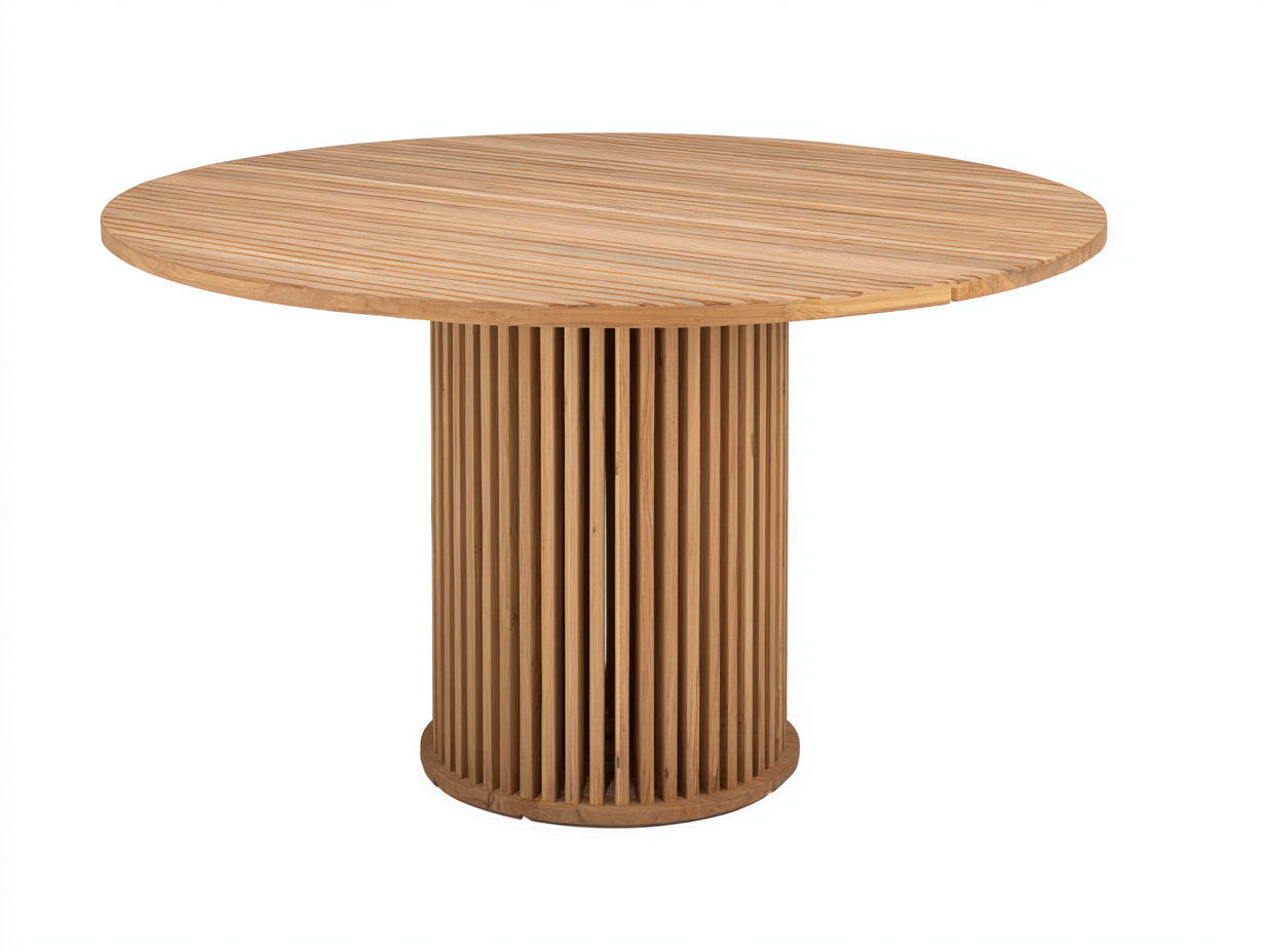 Table de jardin - teck - 135 x 135 x 76 cm - naturel - design cannelé