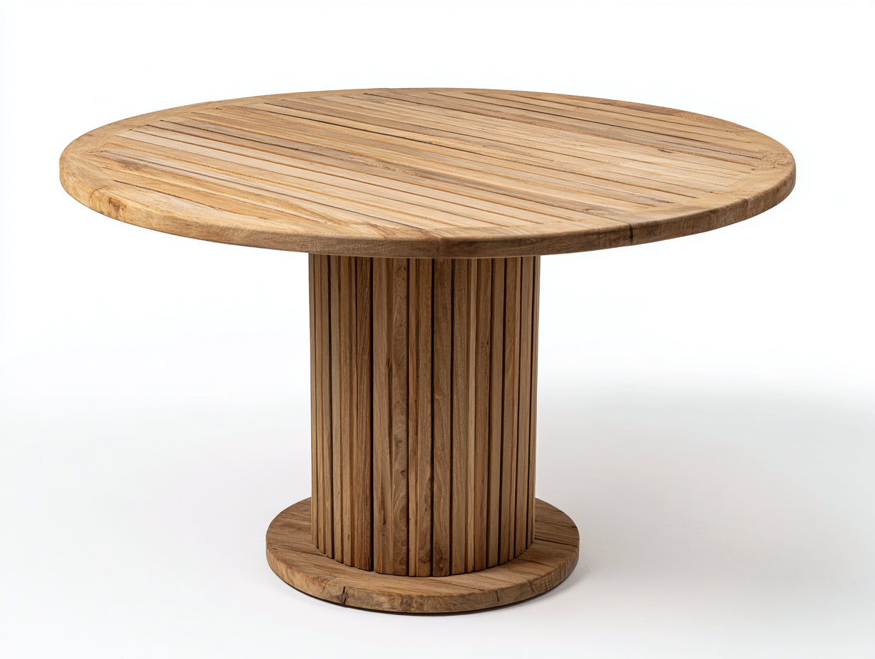 Table de jardin - teck - 138 x 138 x 76 cm - naturel - base ronde